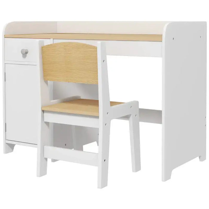 Kids Desk and Chair Set - White | Study Table with Storage ZONEKIZ - Little and Giant Explorers ZONEKIZ