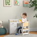 Kids Desk and Chair Set - White | Study Table with Storage ZONEKIZ - Little and Giant Explorers ZONEKIZ