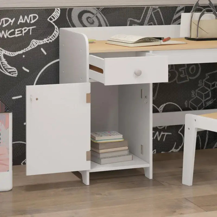 Kids Desk and Chair Set - White | Study Table with Storage ZONEKIZ - Little and Giant Explorers ZONEKIZ