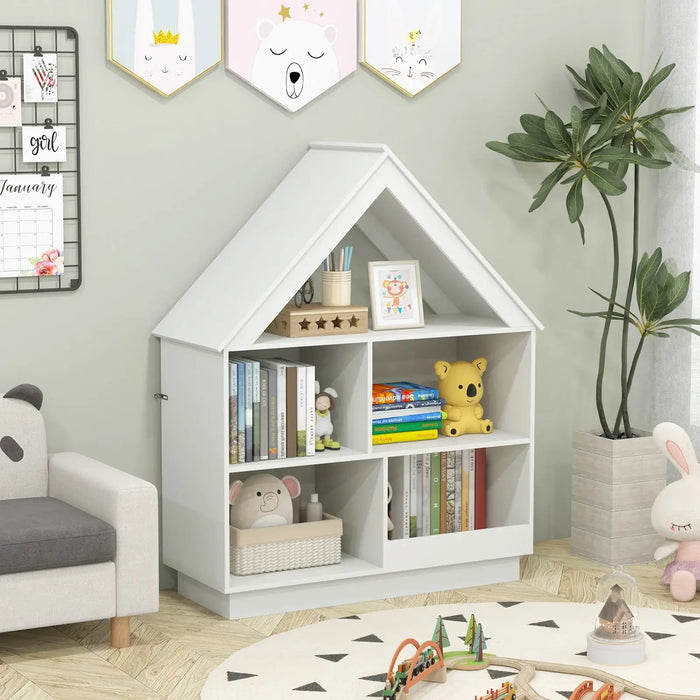 Kids Dollhouse Bookshelf – White | 3-Tier Storage Cabinet and Toy Organiser COSTWAY - Little and Giant Explorers Costway