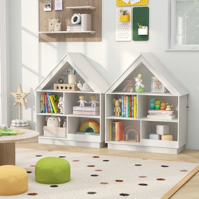 Kids Dollhouse Bookshelf – White | 3-Tier Storage Cabinet and Toy Organiser COSTWAY - Little and Giant Explorers Costway