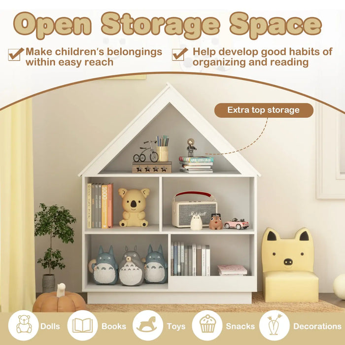 Kids Dollhouse Bookshelf – White | 3-Tier Storage Cabinet and Toy Organiser COSTWAY - Little and Giant Explorers Costway