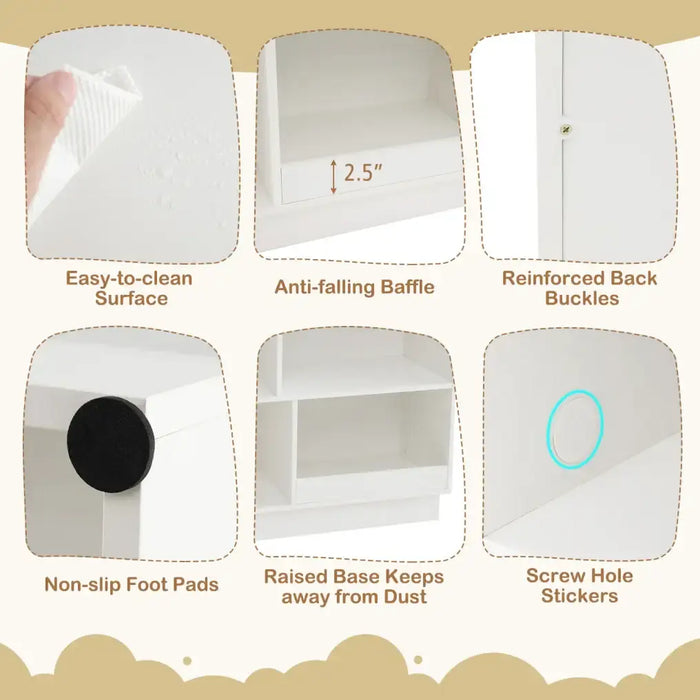 Kids Dollhouse Bookshelf – White | 3-Tier Storage Cabinet and Toy Organiser COSTWAY - Little and Giant Explorers Costway