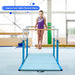 Kids Double Horizontal Bars - Blue | Gymnastic Parallel Bars - 220lbs Capacity COSTWAY - Little and Giant Explorers Costway