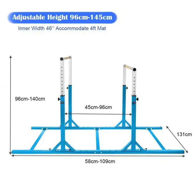 Kids Double Horizontal Bars - Blue | Gymnastic Parallel Bars - 220lbs Capacity COSTWAY - Little and Giant Explorers Costway