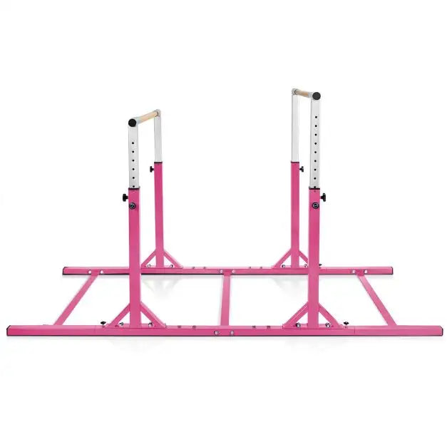 Kids Double Horizontal Bars - Pink | Gymnastic Parallel Bars - 220lbs Capacity COSTWAY - Little and Giant Explorers Costway