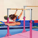 Kids Double Horizontal Bars - Pink | Gymnastic Parallel Bars - 220lbs Capacity COSTWAY - Little and Giant Explorers Costway