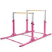 Kids Double Horizontal Bars - Pink | Gymnastic Parallel Bars - 220lbs Capacity COSTWAY - Little and Giant Explorers Costway