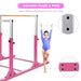 Kids Double Horizontal Bars - Pink | Gymnastic Parallel Bars - 220lbs Capacity COSTWAY - Little and Giant Explorers Costway