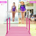 Kids Double Horizontal Bars - Pink | Gymnastic Parallel Bars - 220lbs Capacity COSTWAY - Little and Giant Explorers Costway