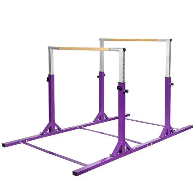 Kids Double Horizontal Bars - Purple | Gymnastic Parallel Bars - 220lbs Capacity COSTWAY - Little and Giant Explorers Costway