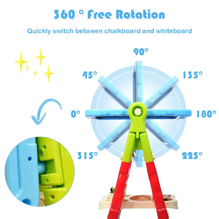 Kids Art Easel | 360° Rotating Design with Adjustable Height for Creative Activities - Little and Giant Explorers Costway