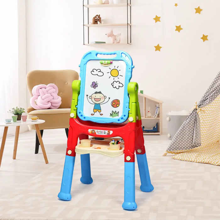 Kids Art Easel | 360° Rotating Design with Adjustable Height for Creative Activities - Little and Giant Explorers Costway