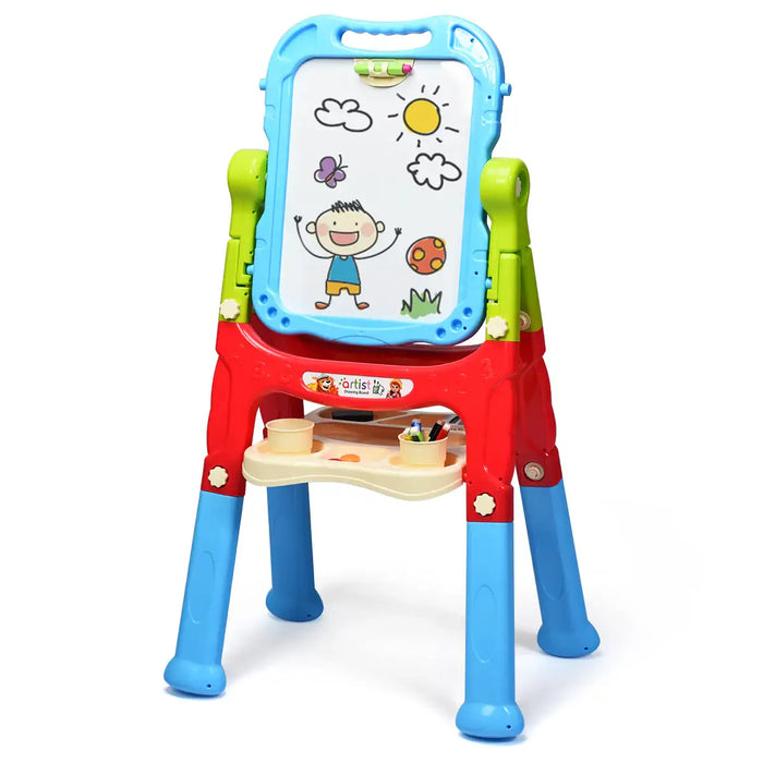 Kids Art Easel | 360° Rotating Design with Adjustable Height for Creative Activities - Little and Giant Explorers Costway