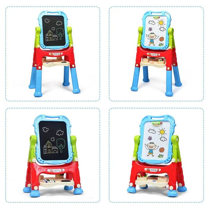 Kids Art Easel | 360° Rotating Design with Adjustable Height for Creative Activities - Little and Giant Explorers Costway