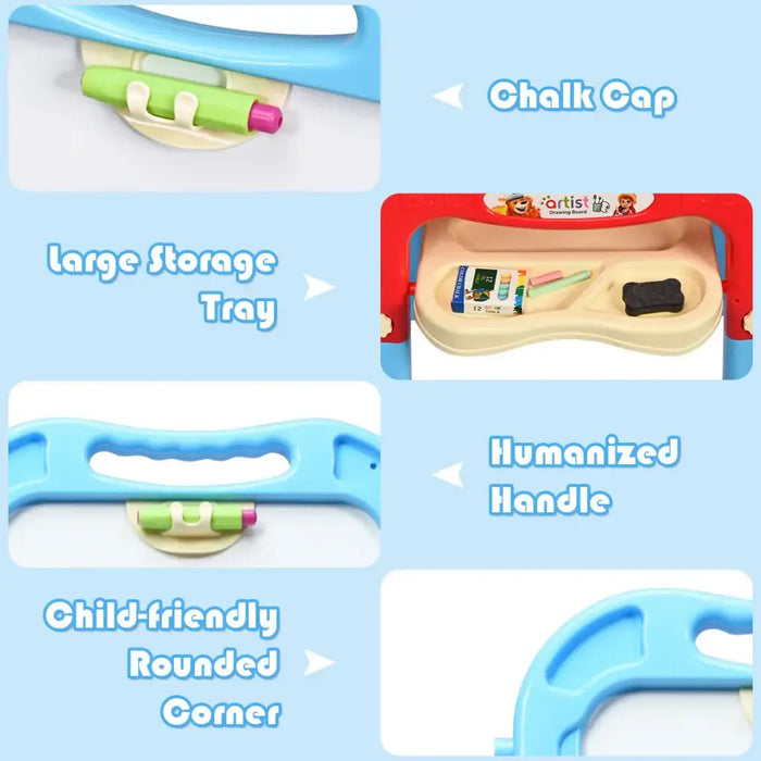 Kids Art Easel | 360° Rotating Design with Adjustable Height for Creative Activities - Little and Giant Explorers Costway