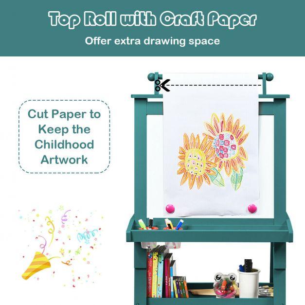 Double-Sided Art Easel with Paper Roll - Little and Giant Explorers Costway