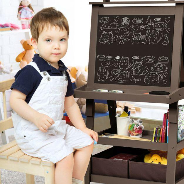 Double-Sided Art Easel with Paper Roll - Little and Giant Explorers Costway