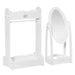 White kids dress-up set with rotatable oval mirror, clothes rail, crown cut-out, wood finish