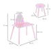 Pink kids dressing table and chair set with cartoon flower, butterfly design and measurements