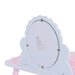 Kids pink dressing table mirror with scalloped edge and cartoon flower details