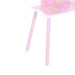 Pink kids' dressing table with cartoon flower and butterfly design on tabletop