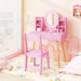 Kids Dressing Table and Chair Set – Pink | LED Lighted Mirror - Storage Drawers COSTWAY - Little and Giant Explorers Costway