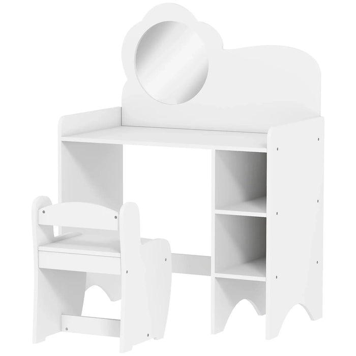 White children's desk with chair on a white background