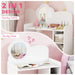 2-in-1 vanity table and study desk with pink heart design on a pink background