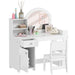 Kids Dressing Table and Chair Set – White | Dual-Colour LED Mirror and Storage AIYAPLAY - Little and Giant Explorers AIYAPLAY