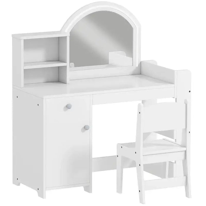 Kids Dressing Table and Chair Set – White | Dual-Colour LED Mirror and Storage AIYAPLAY - Little and Giant Explorers AIYAPLAY