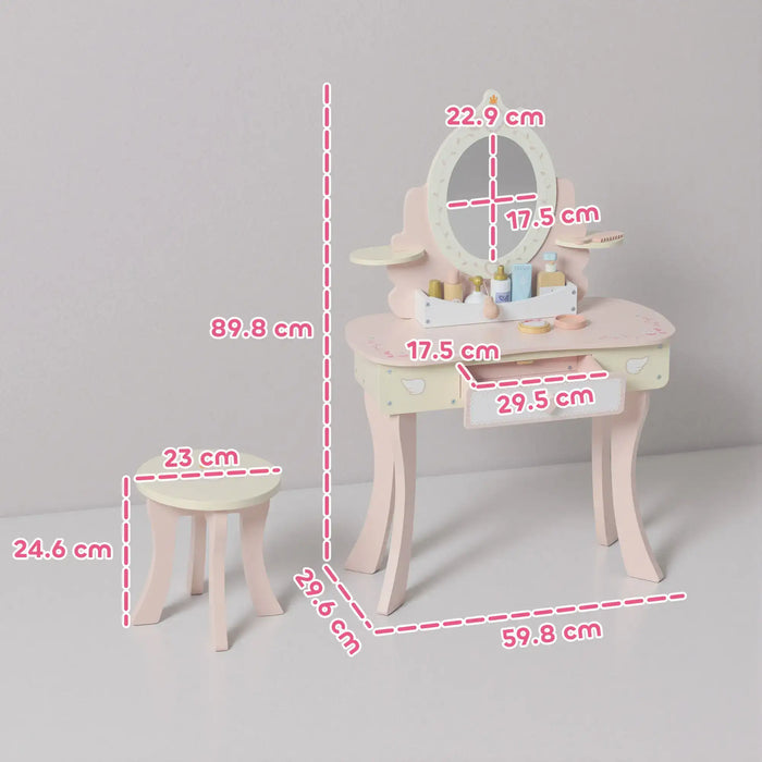 Kids Dressing Table and Stool Set – Pink | Includes 7 Play Accessories AIYAPLAY - Little and Giant Explorers AIYAPLAY