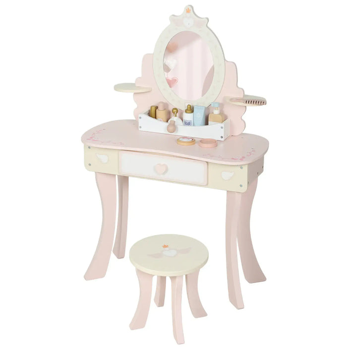 Kids Dressing Table and Stool Set – Pink | Includes 7 Play Accessories AIYAPLAY - Little and Giant Explorers AIYAPLAY