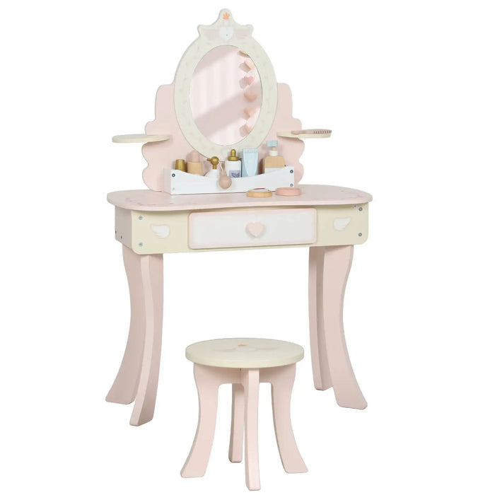 Kids Dressing Table and Stool Set – Pink | Includes 7 Play Accessories AIYAPLAY - Little and Giant Explorers AIYAPLAY