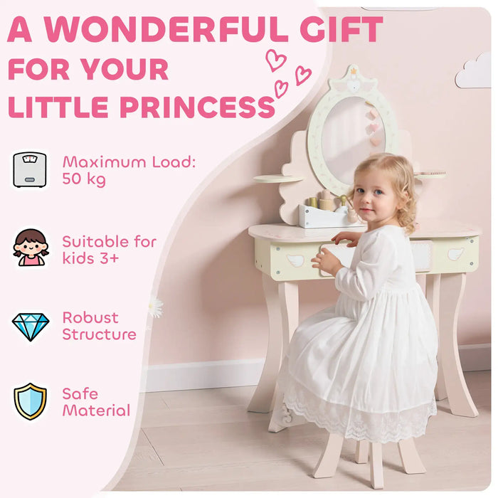 Kids Dressing Table and Stool Set – Pink | Includes 7 Play Accessories AIYAPLAY - Little and Giant Explorers AIYAPLAY