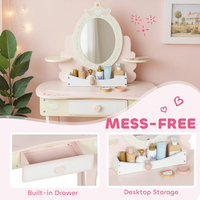 Kids Dressing Table and Stool Set – Pink | Includes 7 Play Accessories AIYAPLAY - Little and Giant Explorers AIYAPLAY