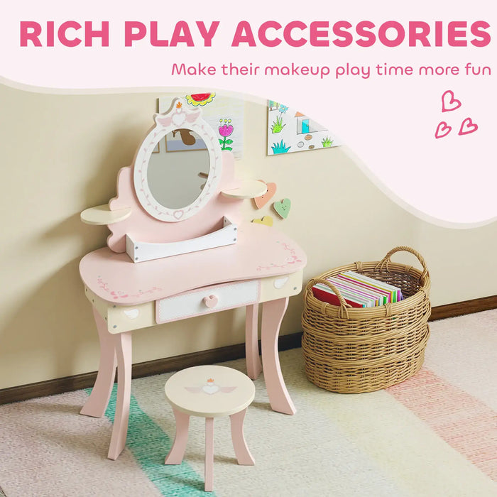 Kids Dressing Table and Stool Set – Pink | Includes 7 Play Accessories AIYAPLAY - Little and Giant Explorers AIYAPLAY
