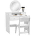 Kids Dressing Table and Stool Set - White | Oval Mirror and Four Drawers AIYAPLAY - Little and Giant Explorers AIYAPLAY