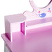 Pink kids dressing table set with cartoon design and removable mirror