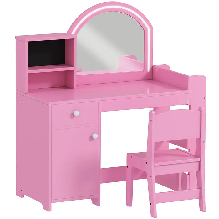 Kids Dressing Table Set – Pink | Two-Colour LED Mirror - Table and Chair AIYAPLAY - Little and Giant Explorers AIYAPLAY