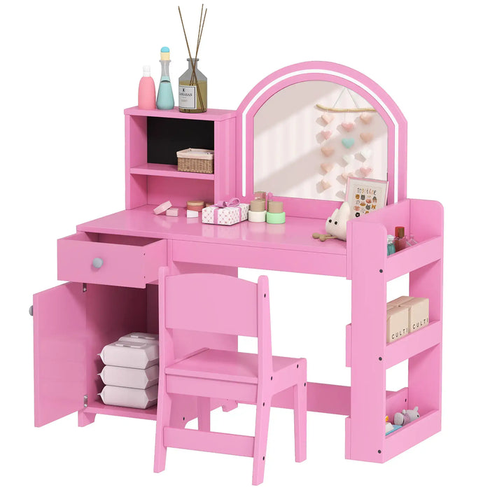 Kids Dressing Table Set – Pink | Two-Colour LED Mirror - Table and Chair AIYAPLAY - Little and Giant Explorers AIYAPLAY