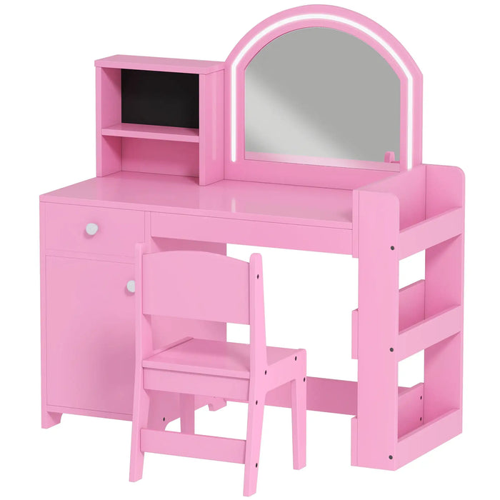 Kids Dressing Table Set – Pink | Two-Colour LED Mirror - Table and Chair AIYAPLAY - Little and Giant Explorers AIYAPLAY