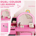 Kids Dressing Table Set – Pink | Two-Colour LED Mirror - Table and Chair AIYAPLAY - Little and Giant Explorers AIYAPLAY