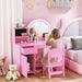 Kids Dressing Table Set – Pink | Two-Colour LED Mirror - Table and Chair AIYAPLAY - Little and Giant Explorers AIYAPLAY