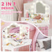 Kids Dressing Table Set – White and Pink | LED Mirror Vanity with Tri-Folding Mirrors AIYAPLAY - Little and Giant Explorers
