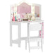 Kids Dressing Table Set – White and Pink | LED Mirror Vanity with Tri-Folding Mirrors AIYAPLAY - Little and Giant Explorers