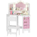 Kids Dressing Table Set – White and Pink | LED Mirror Vanity with Tri-Folding Mirrors AIYAPLAY - Little and Giant Explorers