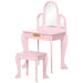 Kids Dressing Table Set with Mirror, Drawer and Matching Stool - Little and Giant Explorers HOMCOM