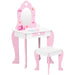 Kids Dressing table Set with Mirror, Stool and Drawer - Little and Giant Explorers ZONEKIZ