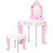 Kids Dressing table Set with Mirror, Stool and Drawer - Little and Giant Explorers ZONEKIZ